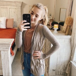 LOFT MEDIUM BEIGE SWEATER CARDIGAN